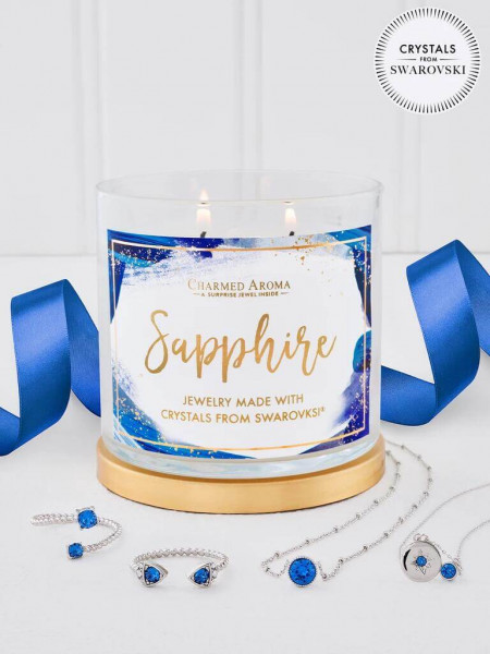 Sapphire Geburtsstein Kerze mit Swarovski ® Kristallen (Halskette)