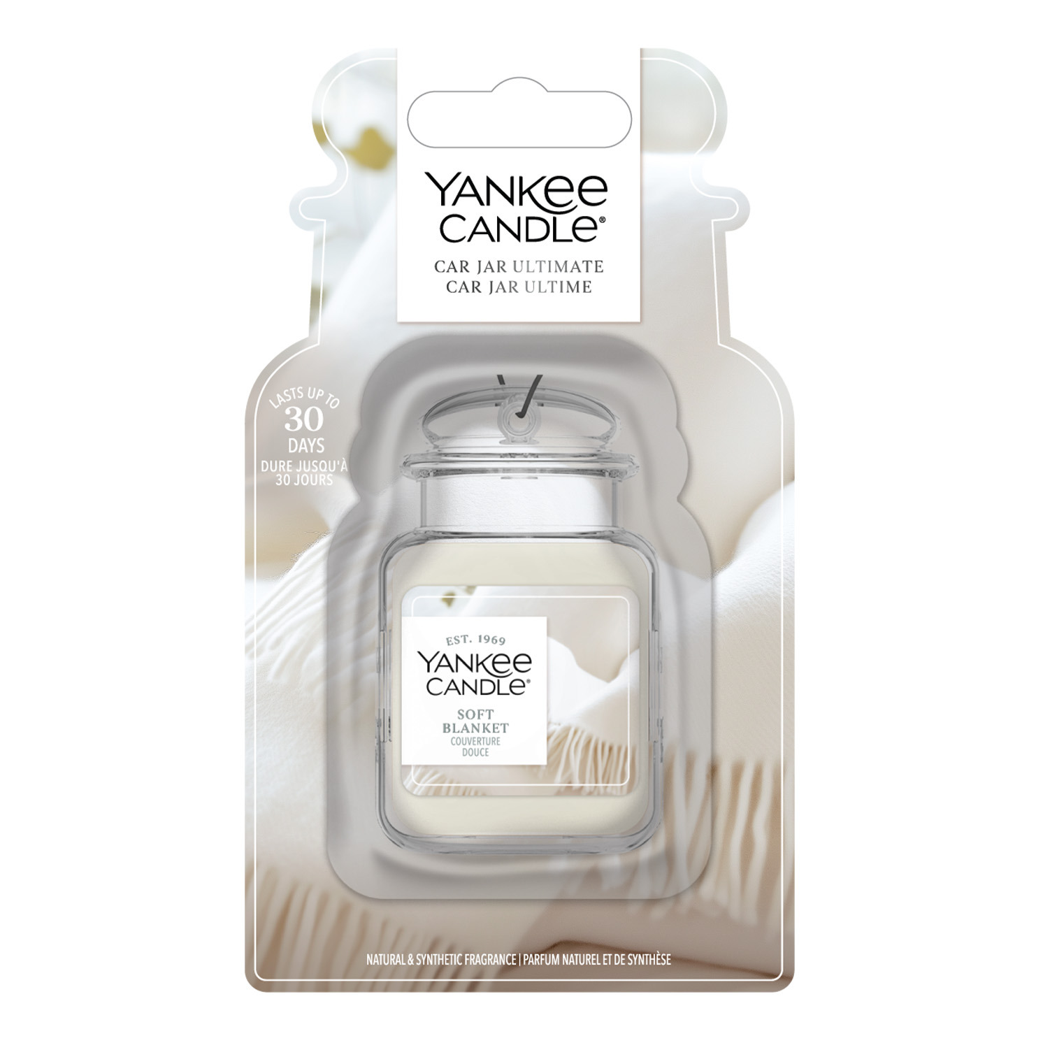 Soft Blanket Car Jar Verpackung Yankee Candle Soft Blanket Car Jar Ultimate in Verpackung auf weißem Hintergrund