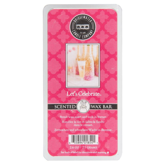 Verpackte Bridgewater Let’s Celebrate Scented Wax Bar mit sichtbarem Etikett