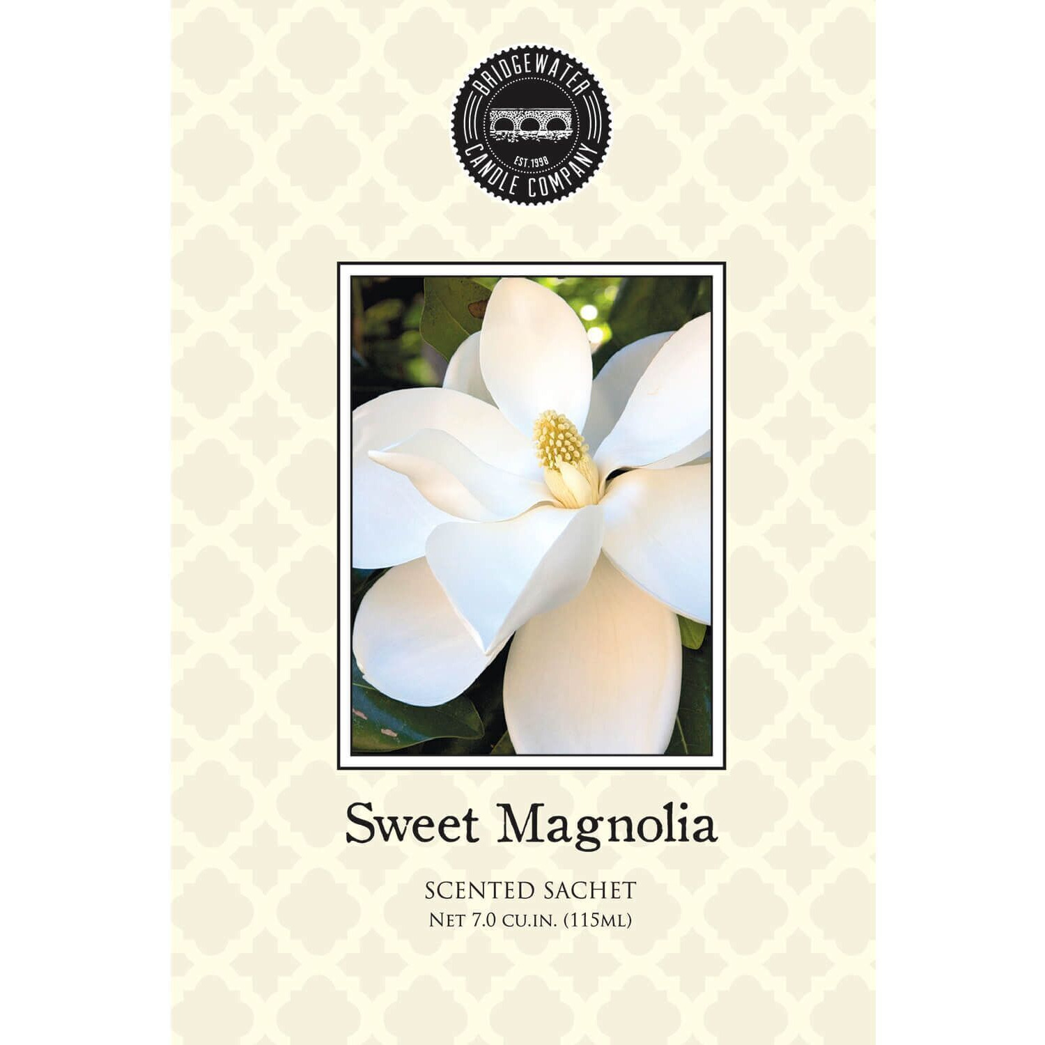 Sweet Magnolia Scented Sachet Verpackung des Sweet Magnolia Scented Sachets mit Magnolienblüte