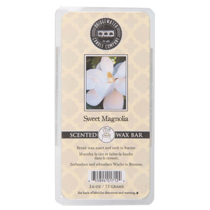 Etikett mit Magnolienblüte und Bezeichnung Sweet Magnolia Wax Bar