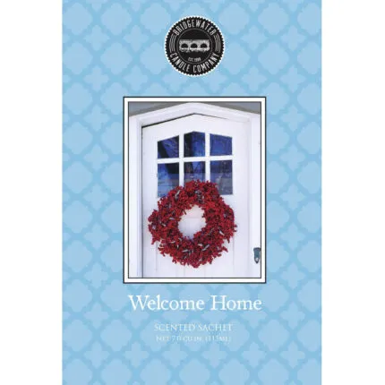 Verpackung des Welcome Home Scented Sachet mit Türkranz-Abbildung
