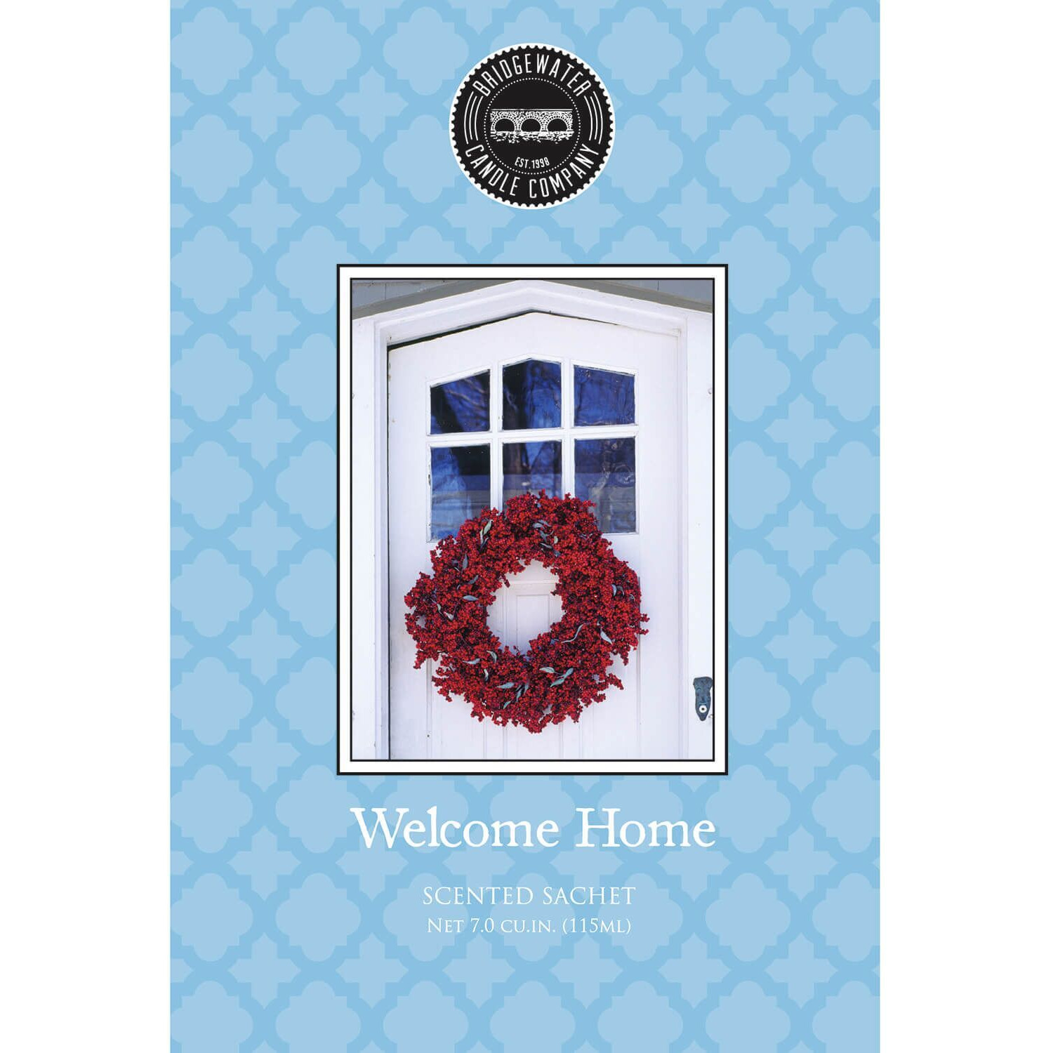 Welcome Home Scented Sachet Verpackung des Welcome Home Scented Sachet mit Türkranz-Abbildung