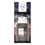 Verpackter Yankee Candle Black Coconut Car Jar mit Palmen- und Sonnenuntergangsmotiv