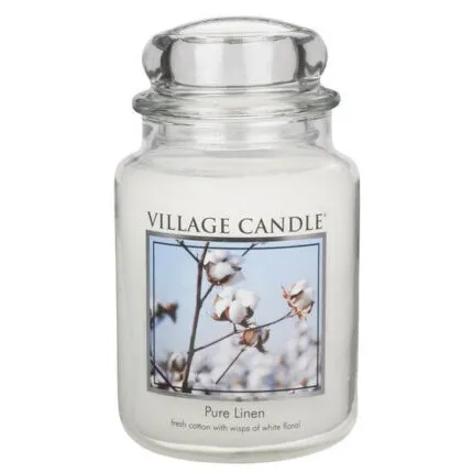 Pure Linen Kerze von Village Candle im transparenten Glas