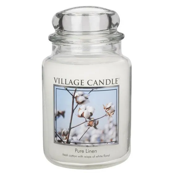 Pure Linen Kerzenglas Pure Linen Kerze von Village Candle im transparenten Glas