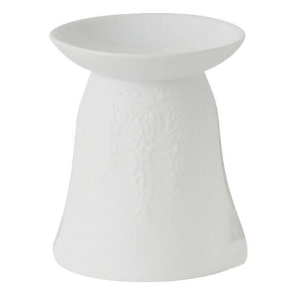 Weiße Duftlampe mit Schale und geprägtem Rankenrelief