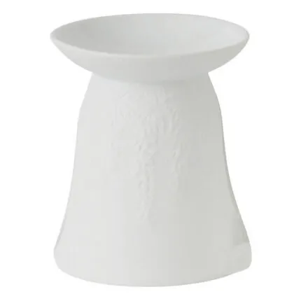 Weiße Duftlampe mit Schale und geprägtem Rankenrelief