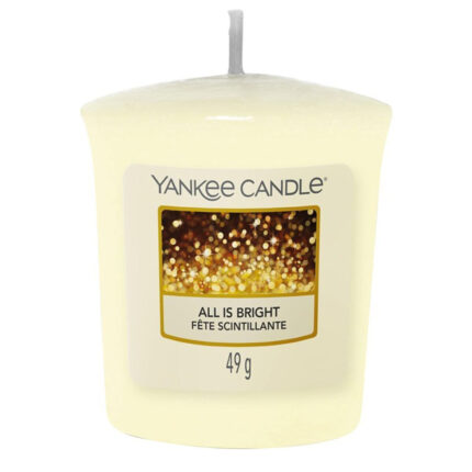 Yankee Candle All Is Bright Kerze mit Etikett und 49-g-Angabe