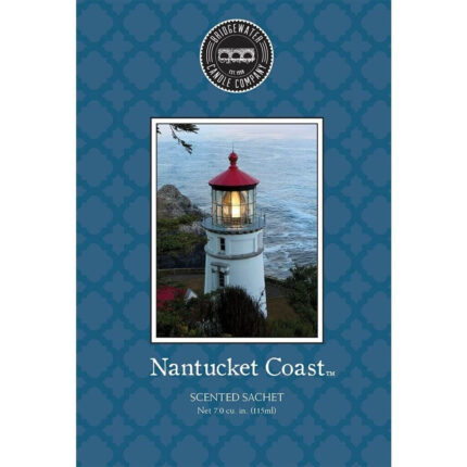 Frontansicht der Nantucket Coast Duftsachet-Verpackung mit Leuchtturmfoto