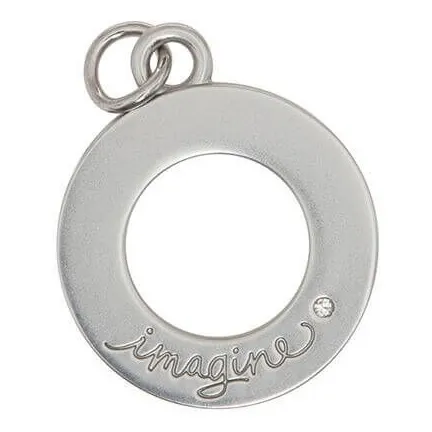Runder Imagine Anhänger Runder Anhänger mit Ring, Schmuckstein und Schriftzug „imagine“