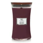 WoodWick Black Cherry Kerze im Glas mit sichtbarem Docht