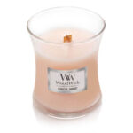 WoodWick Coastal Sunset Kerze ohne Deckel und mit sichtbarem Docht