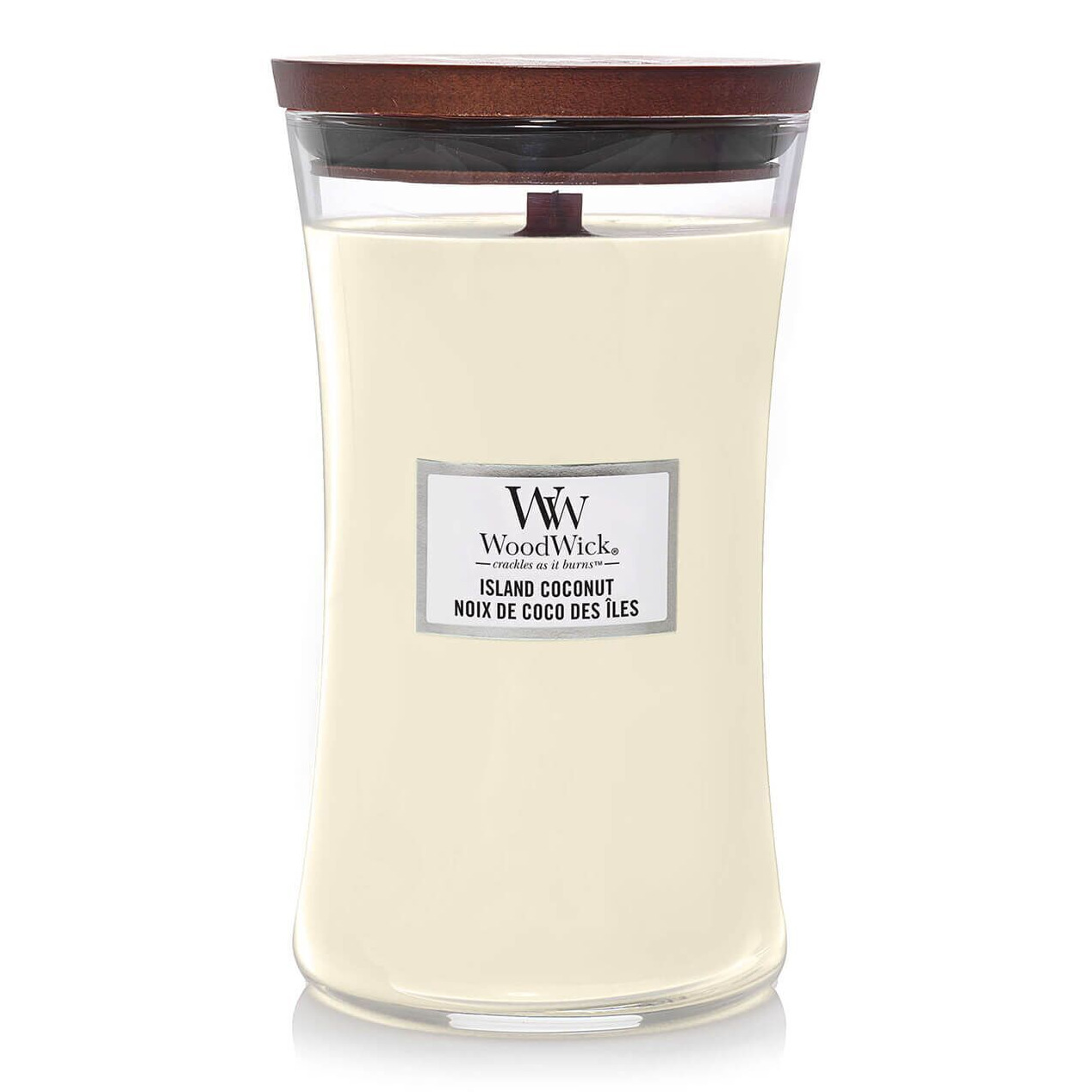 Island Coconut Kerze mit Deckel WoodWick Island Coconut Kerze im Glas mit aufgelegtem Holzdeckel