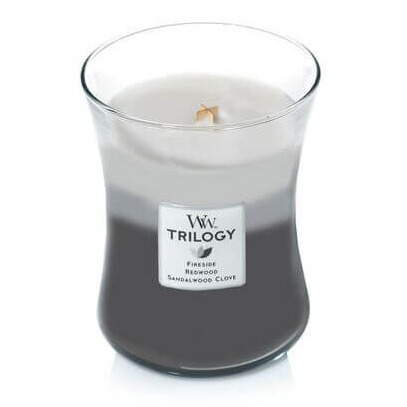 WoodWick Trilogy-Kerze mit hellem Wachs und Docht