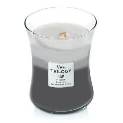 WoodWick Trilogy-Kerze mit hellem Wachs und Docht