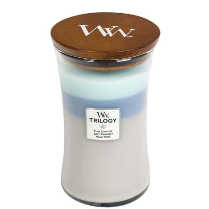 WoodWick Trilogy Kerze im Glas mit braunem Deckel