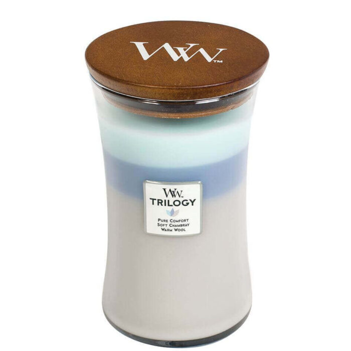 WoodWick Trilogy Kerze im Glas mit braunem Deckel