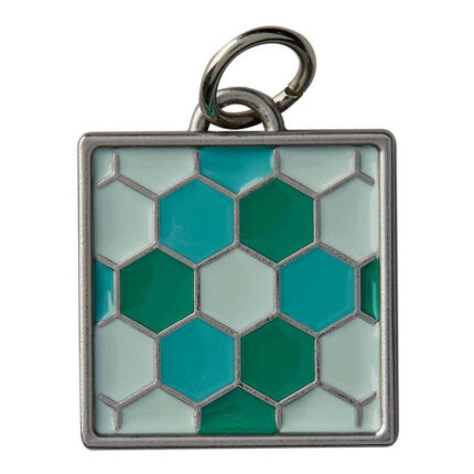 Quadratischer Anhänger mit geometrischem Mosaikmuster in Türkis- und Grüntönen