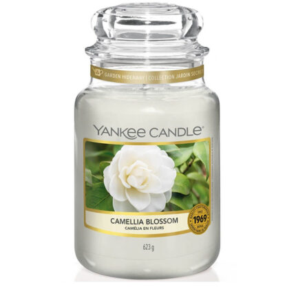 Yankee Candle Camellia Blossom Kerze im Glas mit Blütenetikett