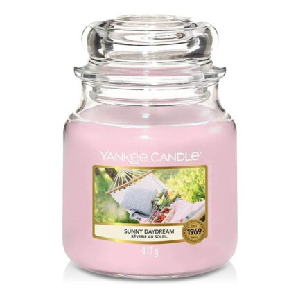 Rosa Yankee Candle Sunny Daydream Kerze mit transparentem Deckel