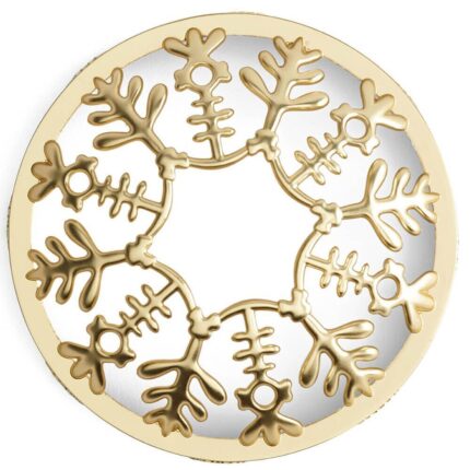 Runder Illuma-Lid mit goldenem Schneeflockenornament und kreisförmiger Öffnung
