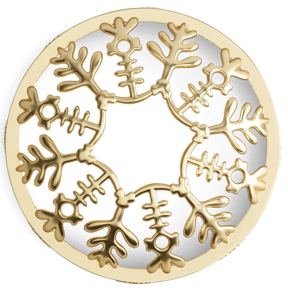 Snowflake Frost Illuma-Lid Runder Illuma-Lid mit goldenem Schneeflockenornament und kreisförmiger Öffnung