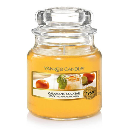 Gelbe Yankee Candle Calamansi Cocktail Kerze im Glas mit Deckel