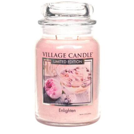 Village Candle Enlighten Kerze mit Etikett Limited Edition und Glasdeckel