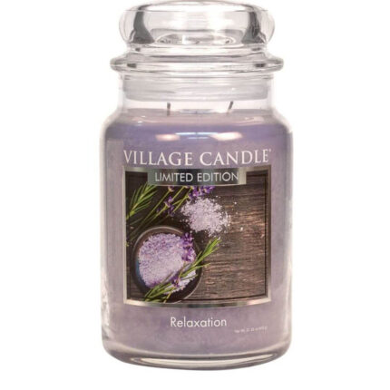 Village Candle Relaxation Kerze im Glas mit sichtbarem Etikett