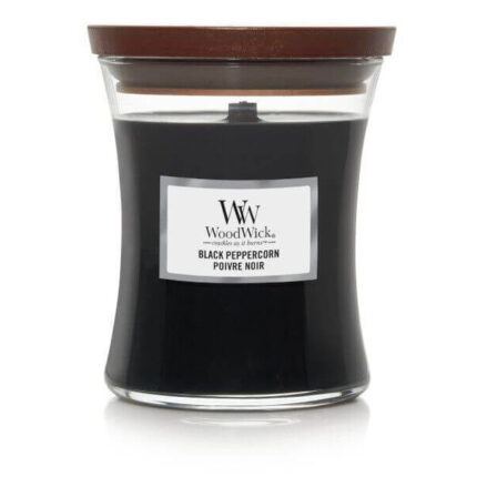 WoodWick Black Peppercorn Kerze mit schwarzem Wachs und Deckel