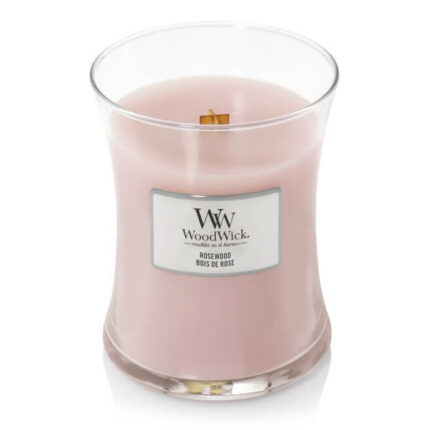 Rosa WoodWick Rosewood Kerze im Glas ohne Deckel mit Holzdocht
