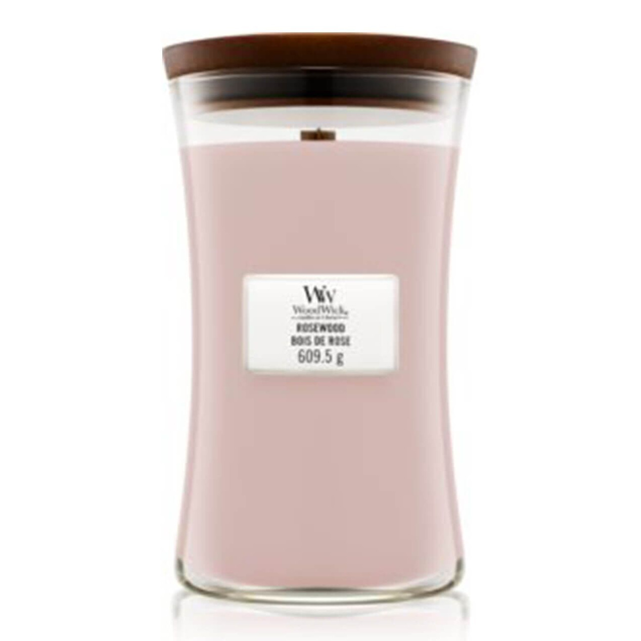 Rosewood Kerze mit Holzdocht Rosa Rosewood Kerze im Glas mit sichtbarem Holzdocht