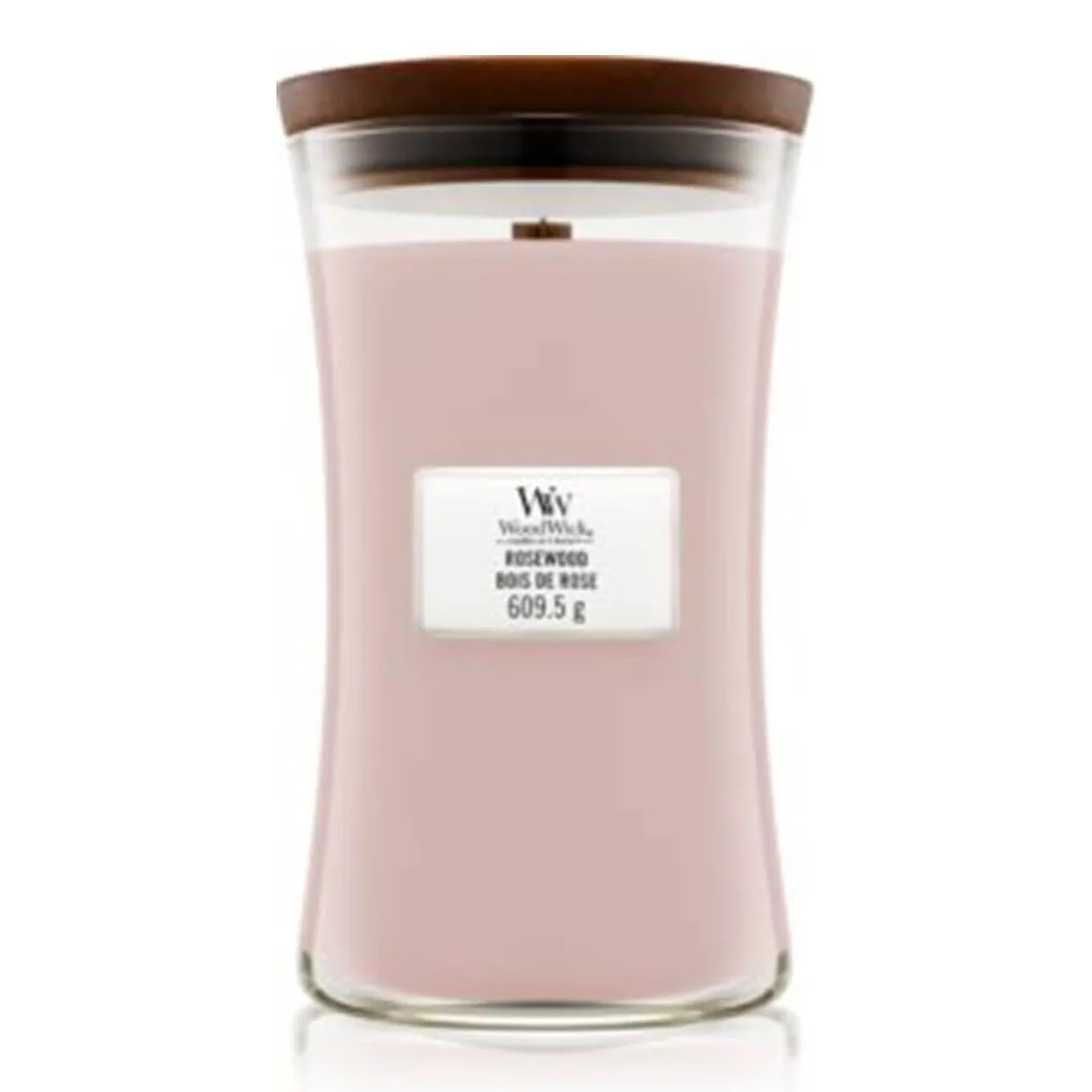 Rosewood Kerze mit Holzdocht Rosa Rosewood Kerze im Glas mit sichtbarem Holzdocht