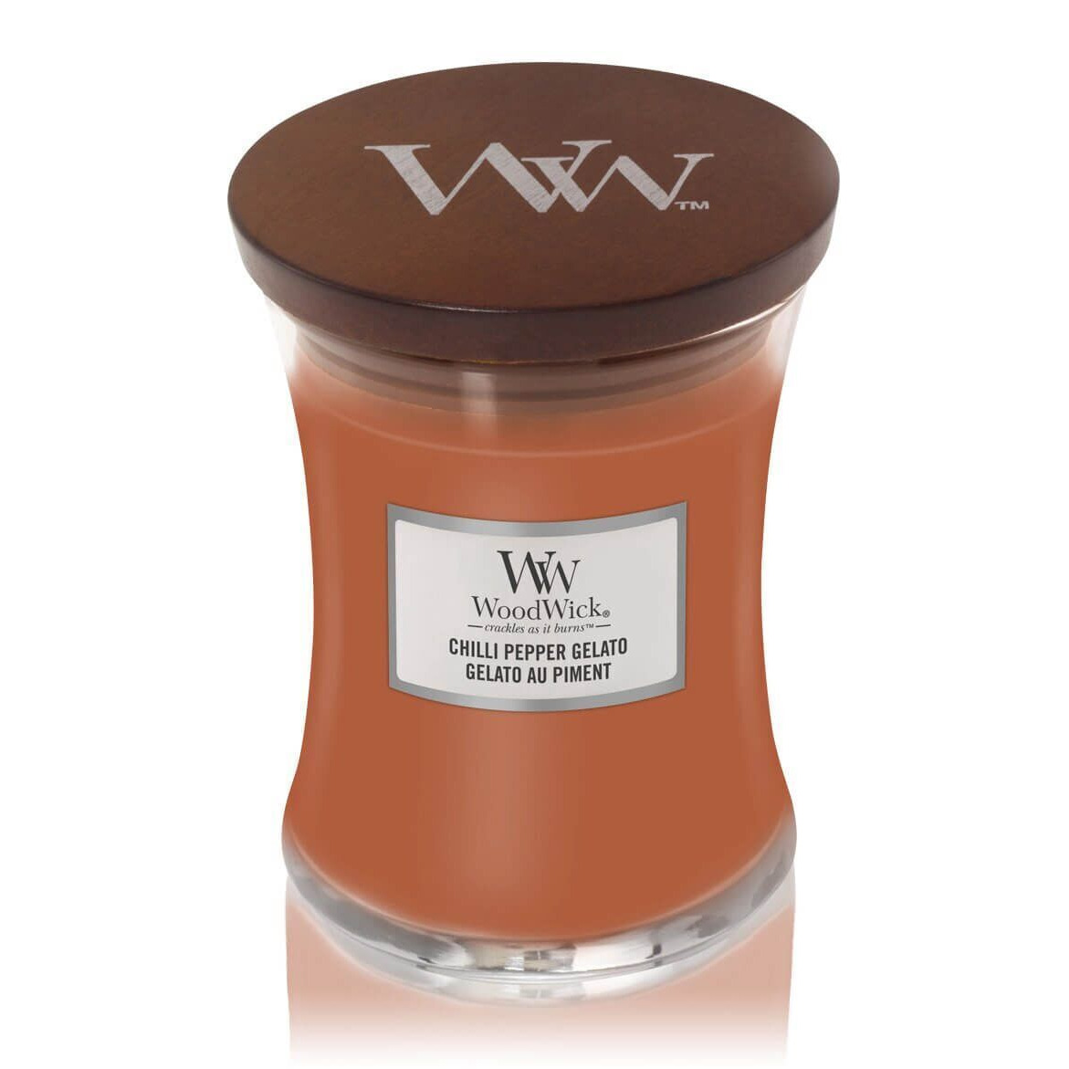 Chilli Pepper Gelato Kerze frontal Frontansicht der WoodWick Chilli Pepper Gelato Kerze im Glas