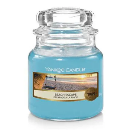Beach Escape Kerze im Glas mit Strandmotiv und transparentem Deckel