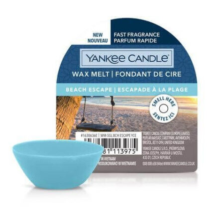 Yankee Candle Beach Escape Wax Melt Verpackung mit blauem Wachsschälchen