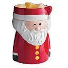 Detailansicht einer roten Santa-Claus-Duftlampe mit weißem Bart und roter Mütze