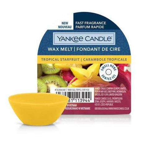Tropical Starfruit Wachsmelt Verpackung Verpackter Yankee Candle Tropical Starfruit Wachsmelt mit gelbem Wachsstück