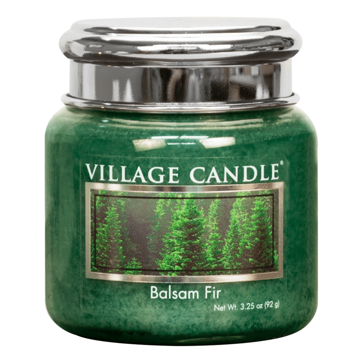 Balsam Fir Kerze im Glas Grüne Village Candle Balsam Fir Kerze im Glas mit silbernem Deckel