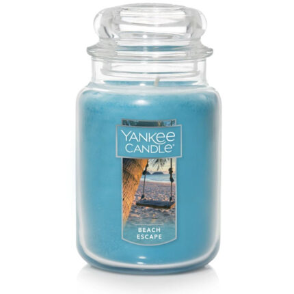 Blaue Yankee Candle Beach Escape Duftkerze im Glas
