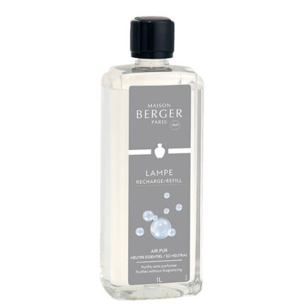 Nahaufnahme der Maison Berger Air Pur Nachfüllflasche mit sichtbarem Etikett