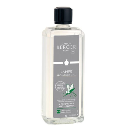 Transparente Maison Berger Paris Nachfüllflasche mit schwarzem Verschluss