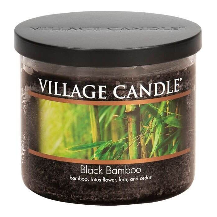 Black Bamboo Kerze im Glas Village Candle Black Bamboo Duftkerze im Glas mit Bambusmotiv