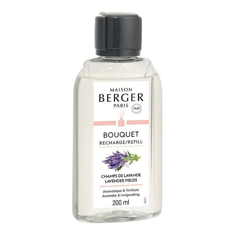 Bouquet Lavendel Nachfüllflasche Transparente Maison Berger Paris Nachfüllflasche mit Lavendelfeld-Etikett