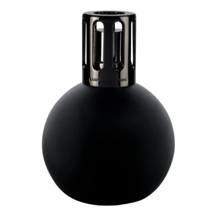 Schwarze runde Lampe Berger Boule mit sichtbarer Gitterkappe