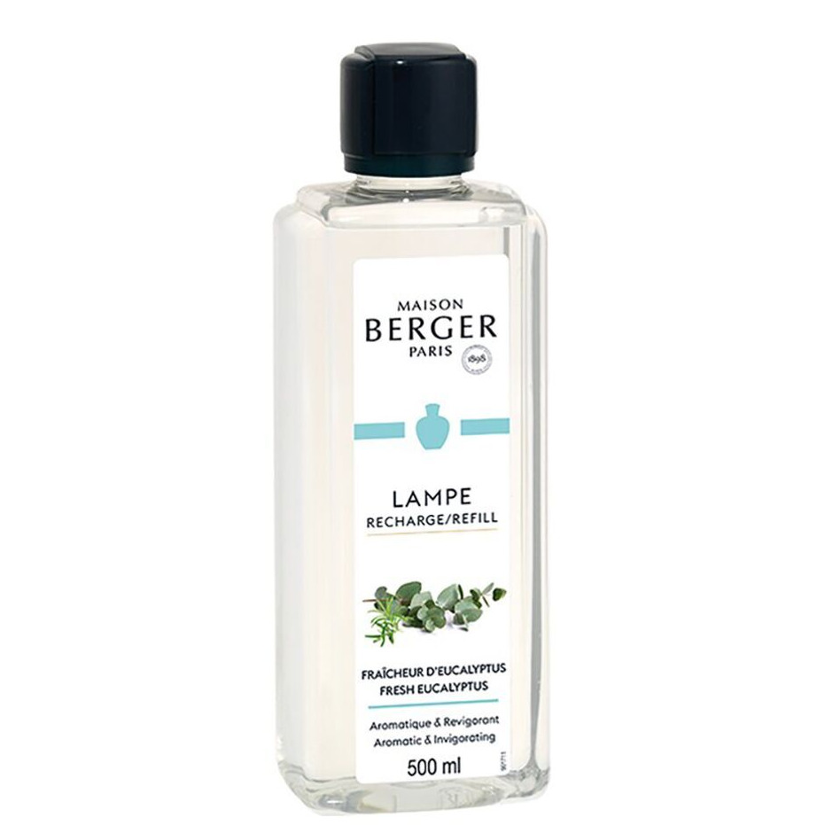 Eukalyptus Nachfüller 500 ml Transparente Maison Berger Nachfüllflasche mit schwarzem Verschluss