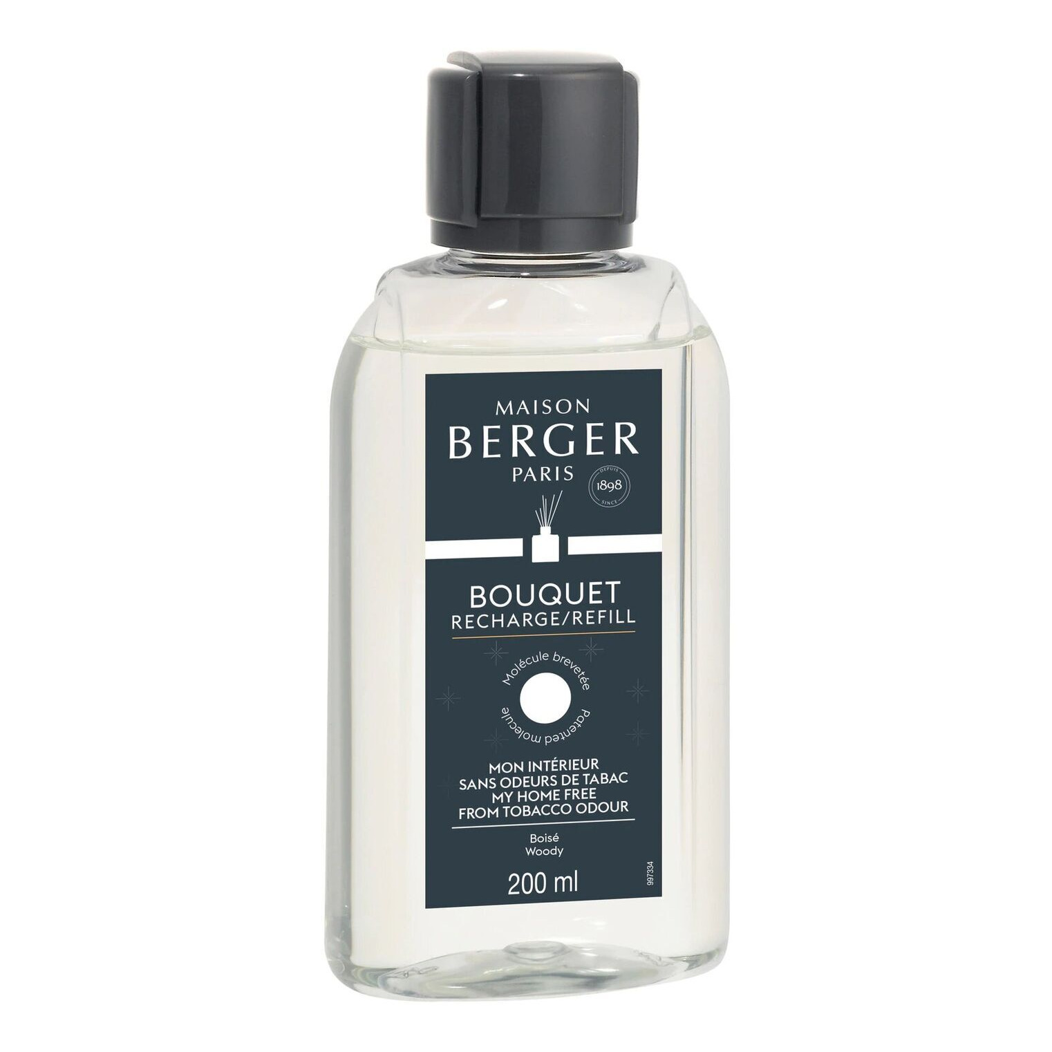 Bouquet Recharge Refill 200 ml Maison Berger Paris Bouquet Recharge Refill Flasche mit Etikett und schwarzem Verschluss