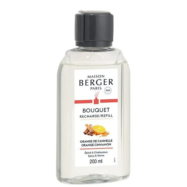 Maison Berger Orange Cinnamon Nachfüller Transparente Maison Berger Nachfüllerflasche mit Etikett Orange Cinnamon und 200 ml