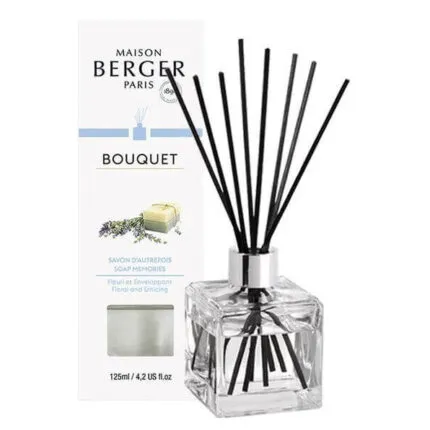 Glas-Diffuser von Maison Berger Paris mit Verpackung und schwarzen Duftstäbchen